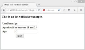 struts2 int validation example