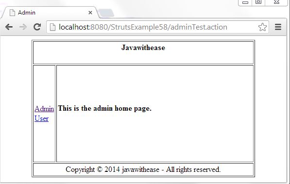 struts example 58 admin