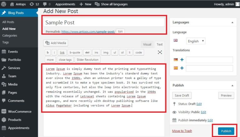 Publish Posts in WordPress - W3schools