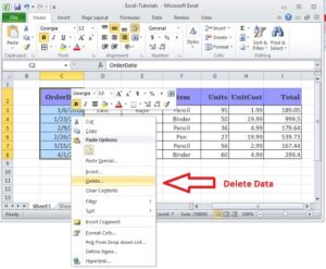 Method to delete data, rows and columns in Excel - W3schools