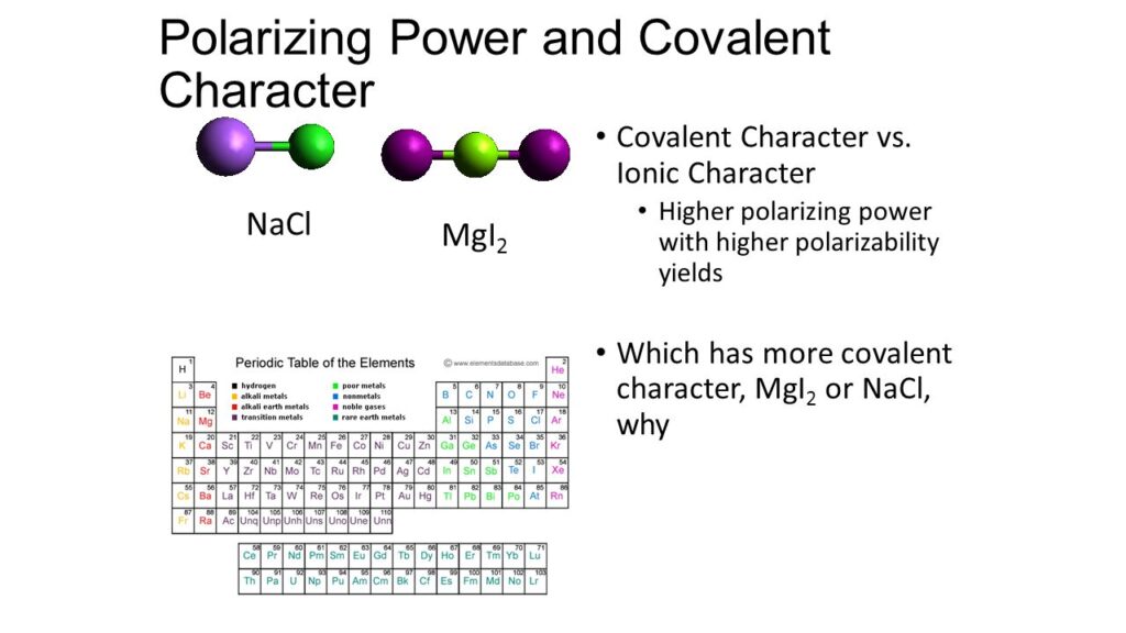 Covalent character of ionic bond W3schools