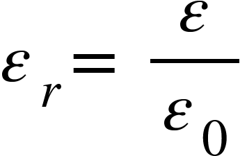 <math xmlns="http://www.w3.org/1998/Math/MathML"><msub><mi>&#x3B5;</mi><mi>r</mi></msub><mo>=</mo><mo>&#xA0;</mo><mfrac><mi>&#x3B5;</mi><msub><mi>&#x3B5;</mi><mn>0</mn></msub></mfrac></math>