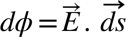 <math xmlns="http://www.w3.org/1998/Math/MathML"><mi>d</mi><mi>&#x3D5;</mi><mo>=</mo><mover><mi>E</mi><mo>&#x2192;</mo></mover><mo>.</mo><mo>&#xA0;</mo><mover><mrow><mi>d</mi><mi>s</mi></mrow><mo>&#x2192;</mo></mover></math>