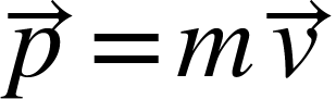 <math xmlns="http://www.w3.org/1998/Math/MathML"><mover><mi>p</mi><mo>&#x2192;</mo></mover><mo>=</mo><mi>m</mi><mover><mi>v</mi><mo>&#x2192;</mo></mover></math>